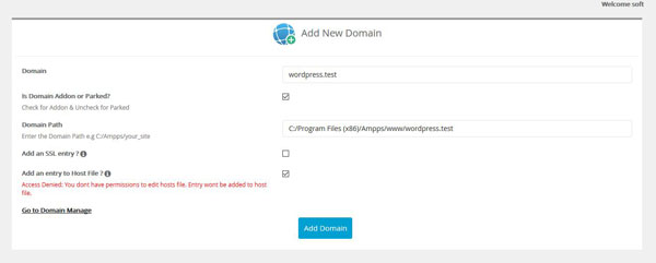 Add New Domain on AMPPS